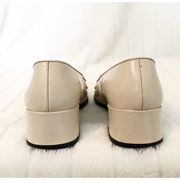 ANN TAYLOR Sz 5.5 M Vintage Cream Leather Blk Heel Loafer - Picture 5 of 7